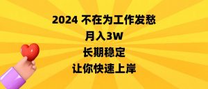 2024不在为工作发愁，月入3W，长期稳定，让你快速上岸-吾藏分享