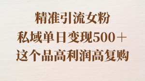 精准引流女粉，私域单日变现500＋，高利润高复购，保姆级实操教程分享-吾藏分享