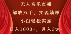 无人音乐直播，解放双手，实现躺赚，小白轻松实操，日入1000+，月入3w+【揭秘】-吾藏分享