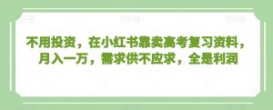 不用投资，在小红书靠卖高考复习资料，月入一万，需求供不应求，全是利润【揭秘】-吾藏分享