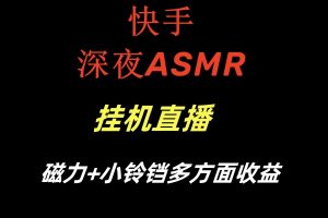 快手深夜ASMR挂机直播磁力+小铃铛多方面收益-吾藏分享