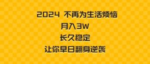 2024不再为生活烦恼 月入3W 长久稳定 让你早日翻身逆袭-吾藏分享