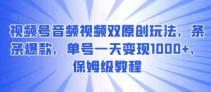 视频号音频视频双原创玩法，条条爆款，单号一天变现1000+，保姆级教程-吾藏分享