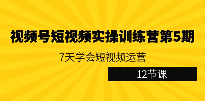 视频号短视频实操训练营第5期：7天学会短视频运营（12节课）-吾藏分享