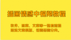 插画情感中视频，软件、图案、文案等一整套流程，送文案模版、话题标题分类。-吾藏分享