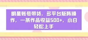 明星账号带货，多平台矩阵操作，一条作品收益500+，小白轻松上手-吾藏分享