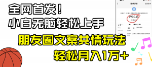 小白轻松无脑上手，朋友圈共情文案玩法，月入1W+-吾藏分享