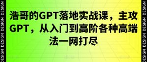 浩哥的GPT落地实战课，主攻GPT，从入门到高阶各种高端法一网打尽-吾藏分享