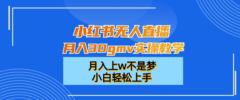 小红书无人直播月入30gmv实操教学，月入上w不是梦，小白轻松上手-吾藏分享