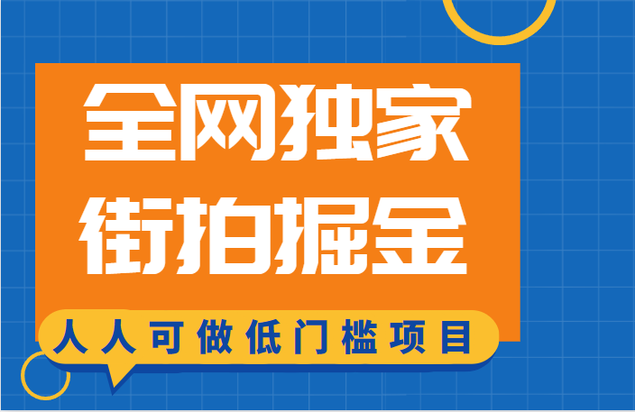 全网独家一街拍掘金，低门槛人人可做的赚钱项目-吾藏分享