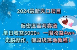 2024最新风口项目，低密度蓝海赛道，单日收益5000+，一周收益4w+！-吾藏分享