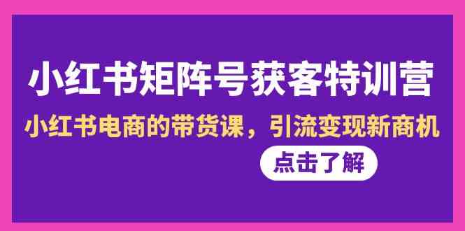 小红书-矩阵号获客特训营-第10期，小红书电商的带货课，引流变现新商机-吾藏分享