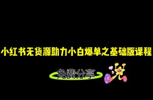 小红书无货源店铺从0-1基础版课程，助力小白弯道超车快速爆单！-吾藏分享