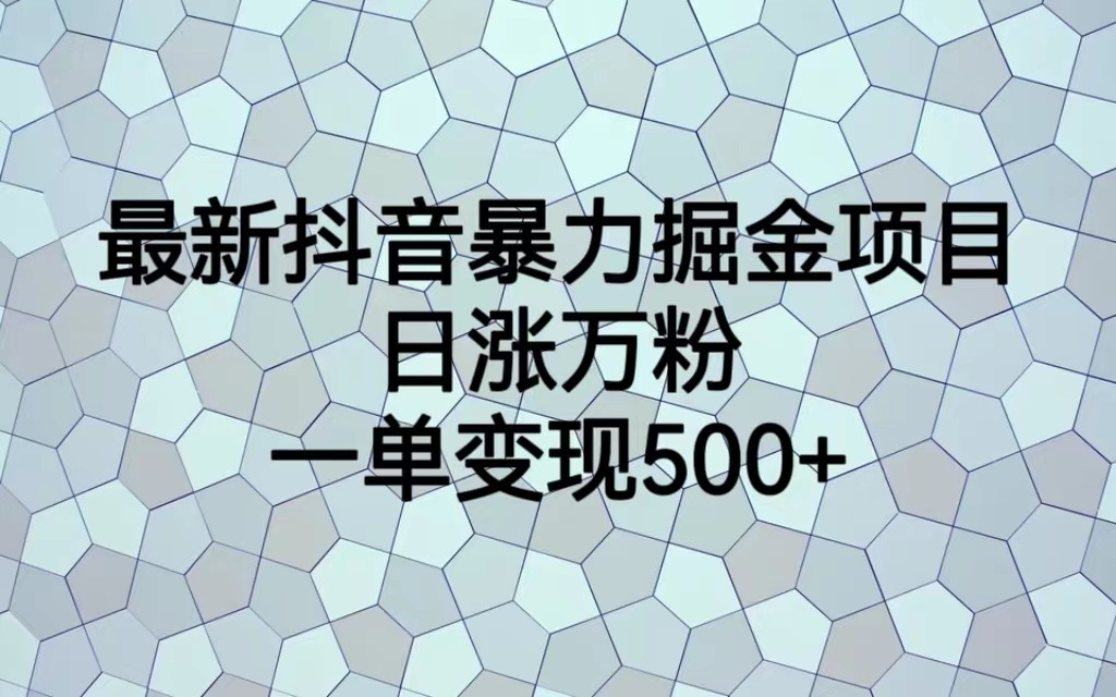 最新抖音暴力掘金项目，日涨万粉，一单变现500+-吾藏分享