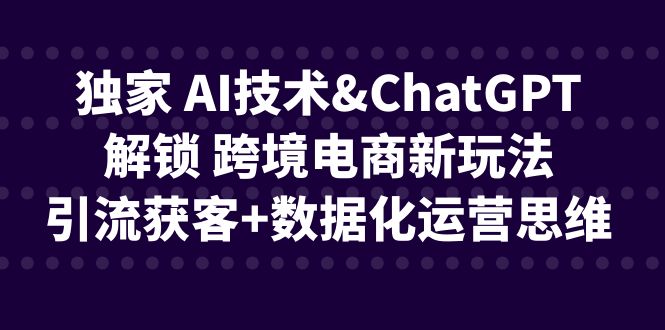 独家 AI技术&ChatGPT解锁 跨境电商新玩法，引流获客+数据化运营思维-吾藏分享