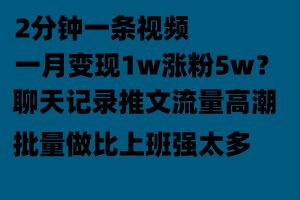 聊天记录推文玩法，2分钟一条视频一月变现1w涨粉5W【附软件】-吾藏分享