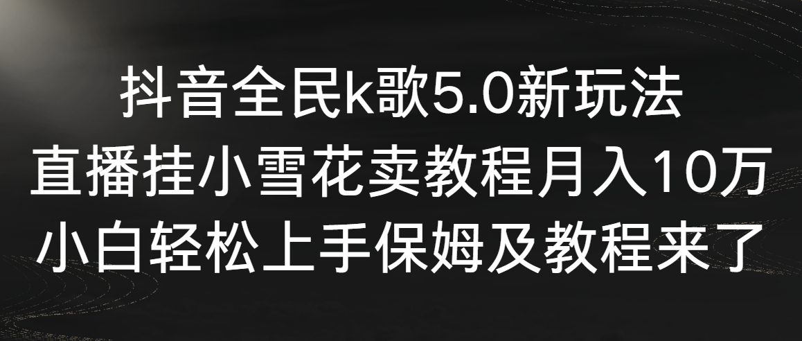 抖音全民k歌5.0新玩法，直播挂小雪花卖教程月入10万，小白轻松上手，保…-吾藏分享