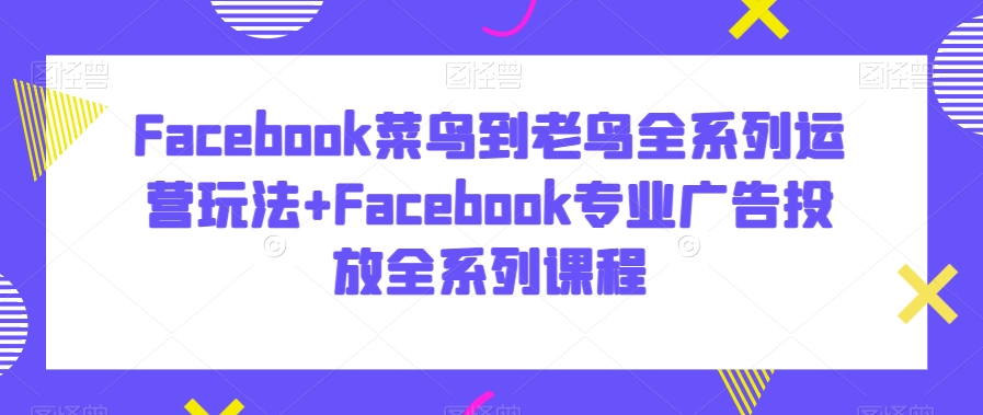 Facebook菜鸟到老鸟全系列运营玩法+Facebook专业广告投放全系列课程-吾藏分享