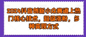 2024抖音创新小众赛道上热门核心技术，超级涨粉，多种变现方式-吾藏分享