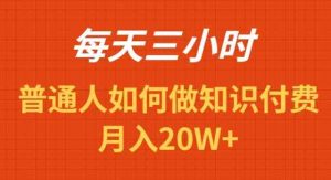 每天操作三小时，如何做识付费项目月入20W+-吾藏分享