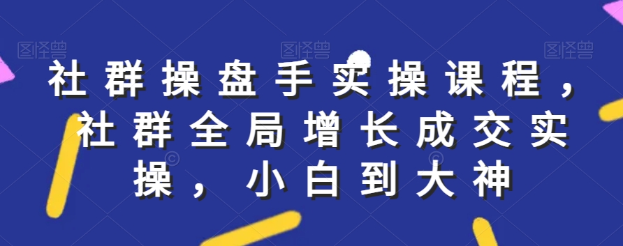 社群实操课程，社群全局增长成交实操，小白到大神-吾藏分享