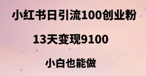 小红书日引流100+创业粉，13天变现9100，创业首选引流平台-吾藏分享