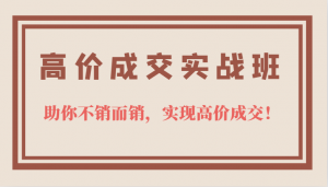 高价成交实战班，助你不销而销，实现高价成交，让客户追着付款的心法技法！-吾藏分享