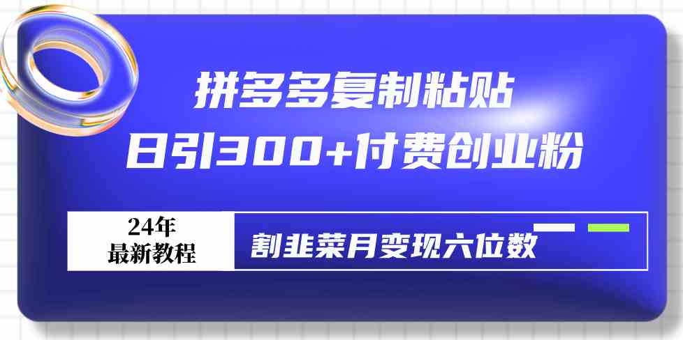 拼多多复制粘贴日引300+付费创业粉，割韭菜月变现六位数最新教程！-吾藏分享