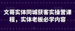 文哥实体同城获客实操营课程，实体老板必学内容-吾藏分享