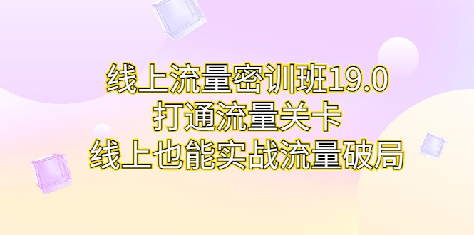 线上流量密训班19.0，打通流量关卡，线上也能实战流量破局-吾藏分享