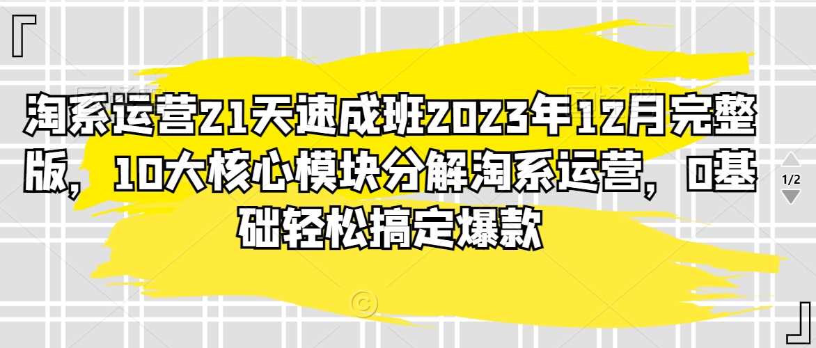 淘系运营21天速成班2023年12月完整版，10大核心模块分解淘系运营，0基础轻松搞定爆款-吾藏分享