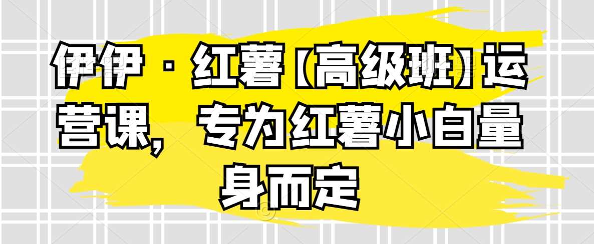 伊伊·红薯【高级班】运营课，专为红薯小白量身而定-吾藏分享