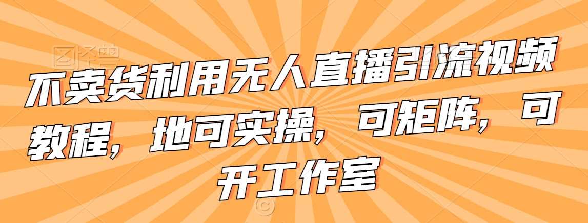 不卖货利用无人直播引流视频教程，地可实操，可矩阵，可开工作室【揭秘】-吾藏分享