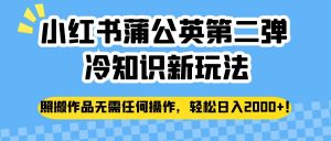 小红书蒲公英第二弹冷知识新玩法，照搬作品无需任何操作，轻松日入2000+！-吾藏分享