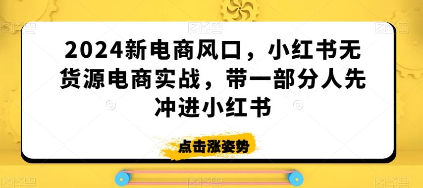 2024新电商风口，小红书无货源电商实战，带一部分人先冲进小红书-吾藏分享