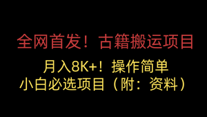 全网首发！古籍搬运项目，月入8000+，操作简单，小白必选项目（附：资料）-吾藏分享