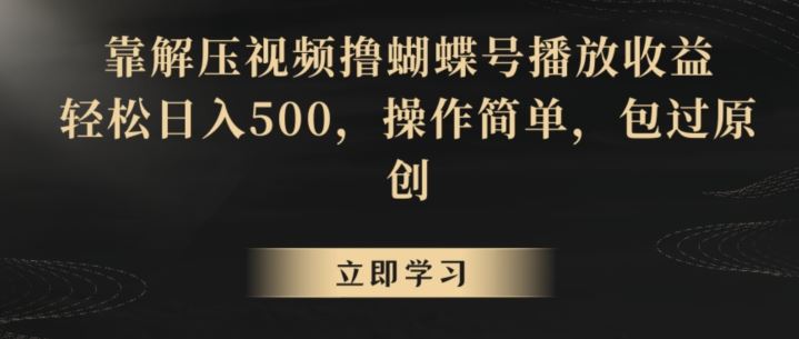 靠解压视频撸蝴蝶号播放收益，轻松日入500，操作简单，包过原创【揭秘】-吾藏分享