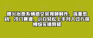 爆火治愈系情感文案视频制作，流量密码，冷门赛道，小白轻松上手月入过万保姆级实操教程【揭秘】-吾藏分享