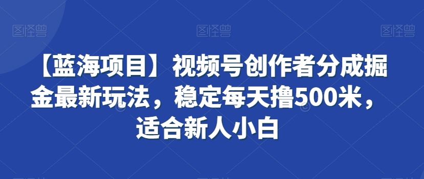 【蓝海项目】视频号创作者分成掘金最新玩法，稳定每天撸500米，适合新人小白【揭秘】-吾藏分享