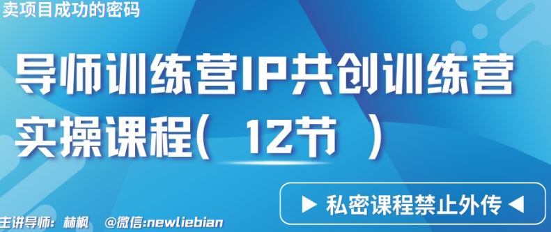 导师训练营3.0IP共创训练营私密实操课程（12节）-卖项目的密码成功秘诀【揭秘】-吾藏分享