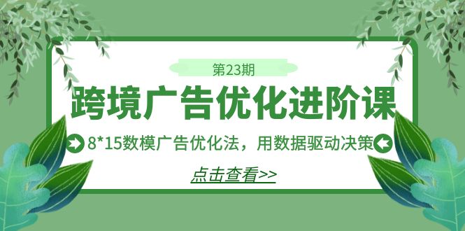 跨境广告·优化进阶课·第23期，8*15数模广告优化法，用数据驱动决策-吾藏分享