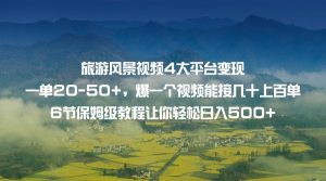 旅游风景视频4大平台变现 一单20-50+，爆一个视频能接几十上百单 6节保姆级…-吾藏分享