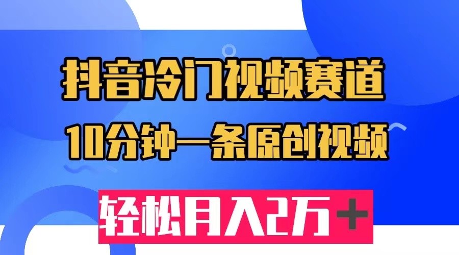 抖音冷门视频赛道，10分钟一条视频，轻松月入2W＋-吾藏分享