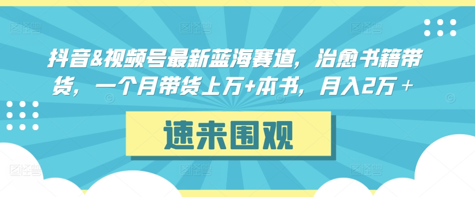 抖音&视频号最新蓝海赛道，治愈书籍带货，一个月带货上万+本书，月入2万＋-吾藏分享