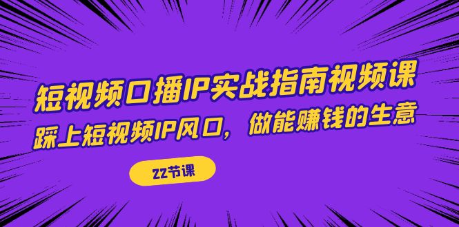 短视频口播IP实战指南视频课，踩上短视频IP风口，做能赚钱的生意（22节课）-吾藏分享