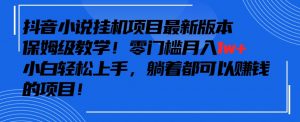 抖音最新小说挂机项目，保姆级教学，零成本月入1w+，小白轻松上手-吾藏分享