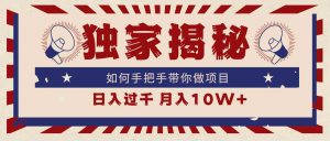 独家揭秘，如何手把手带你做项目，日入上千，月入10W+-吾藏分享