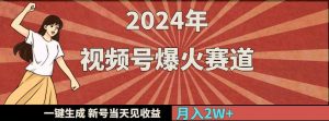 2024年视频号爆火赛道，一键生成，新号当天见收益，月入20000+-吾藏分享