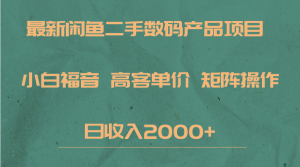 最新闲鱼二手数码赛道，小白福音，高客单价，矩阵操作，日收入2000+-吾藏分享