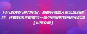 ​月入30‮的万‬暴力单品，​‮看看‬有钱‮是人‬怎么搞到钱的，比看除‮害三‬更适合‮一每‬个还没‮财有‬务自由的你【付费文章】-吾藏分享